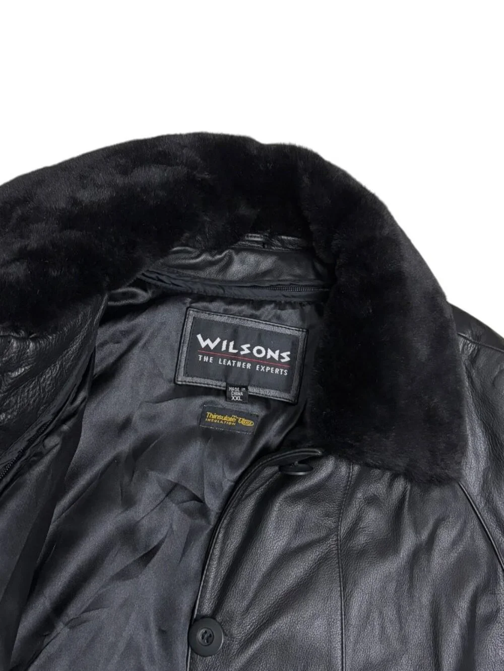 WILSONS LEATHER Faux Fur Genuine Leather Winter Parka Trench Coat Womens 2XL - Picture 4 of 9